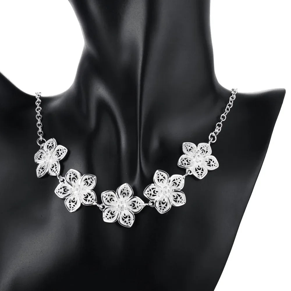 925 Sterling Silver Flower Jewellery Set