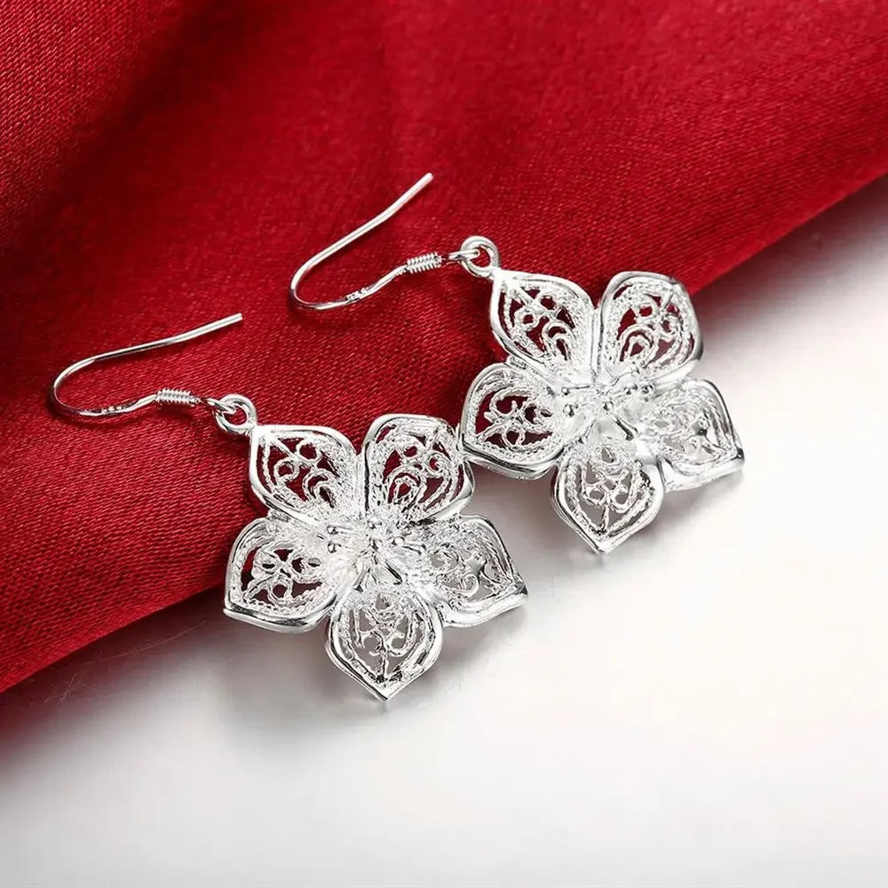 925 Sterling Silver Flower Jewellery Set