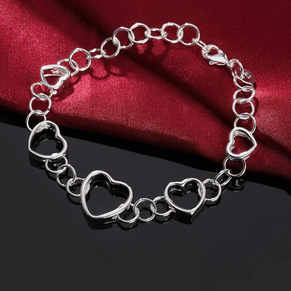 925 Sterling Silver Hearts Jewellery Set