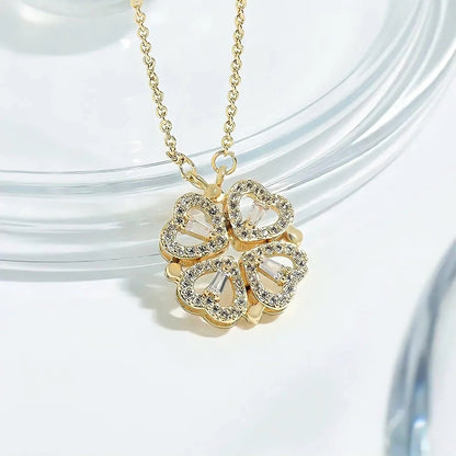 Magnetic Hearts Clover Necklace 2 in 1