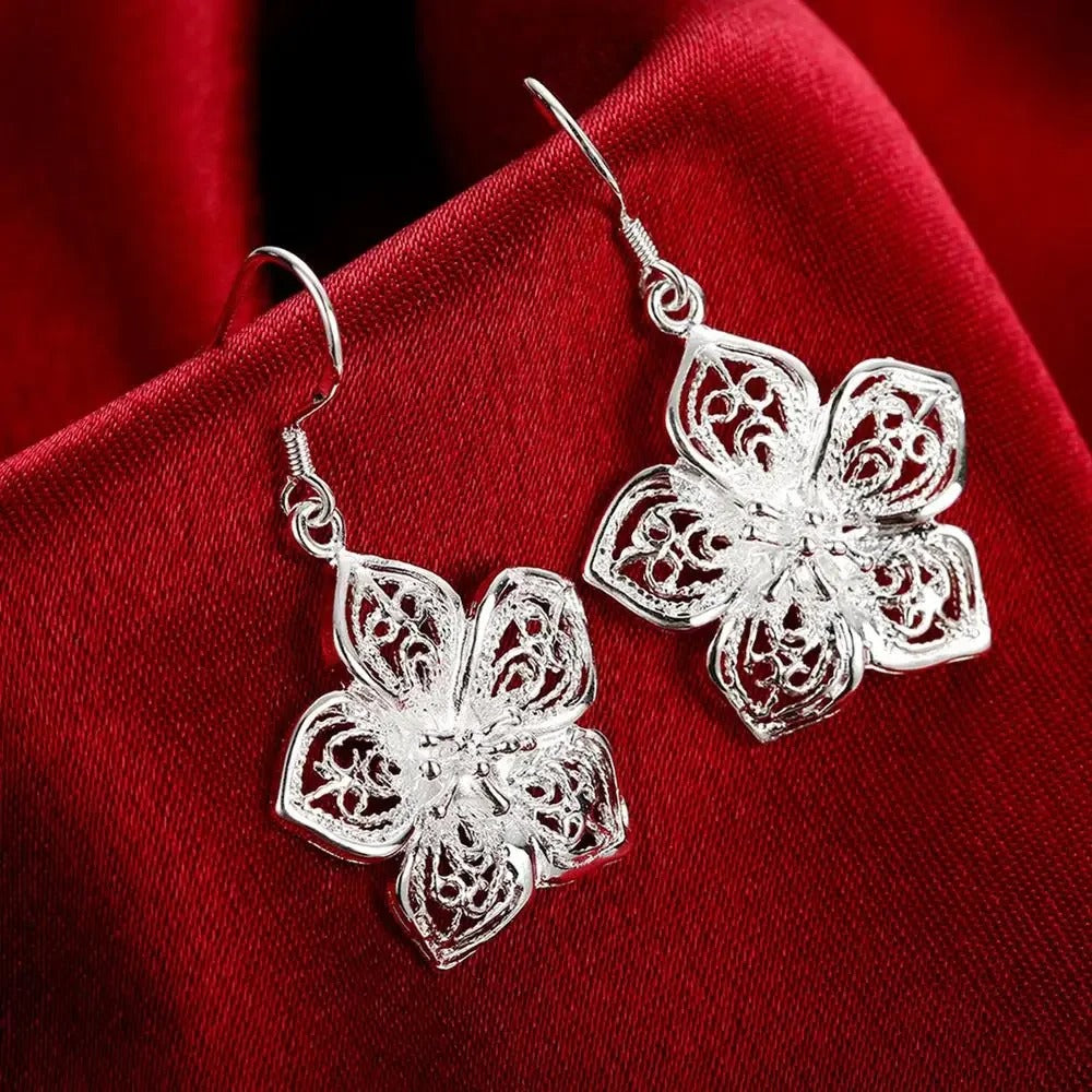 925 Sterling Silver Flower Jewellery Set