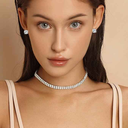 925 Sterling Silver Jewellery Set With Cubic Zirconia