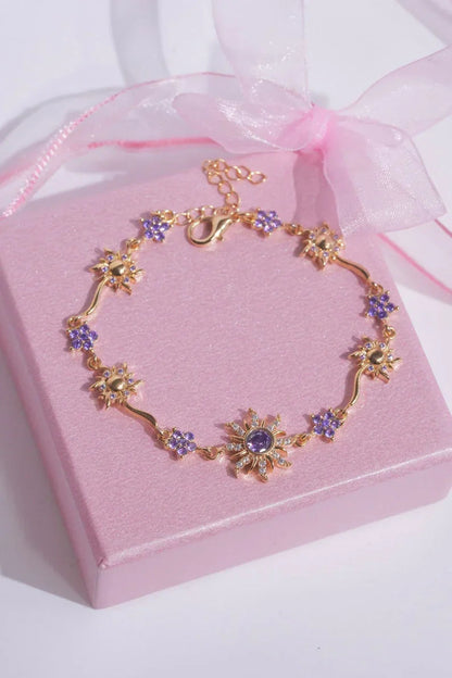 Purple Sunflower Bracelet with Box
