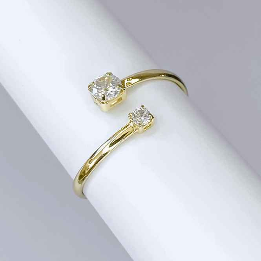 ANEL ZIRCÔNIA AJUSTÁVEL BANHADO EM OURO 18K - AN11