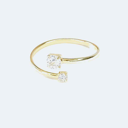 ANEL ZIRCÔNIA AJUSTÁVEL BANHADO EM OURO 18K - AN11