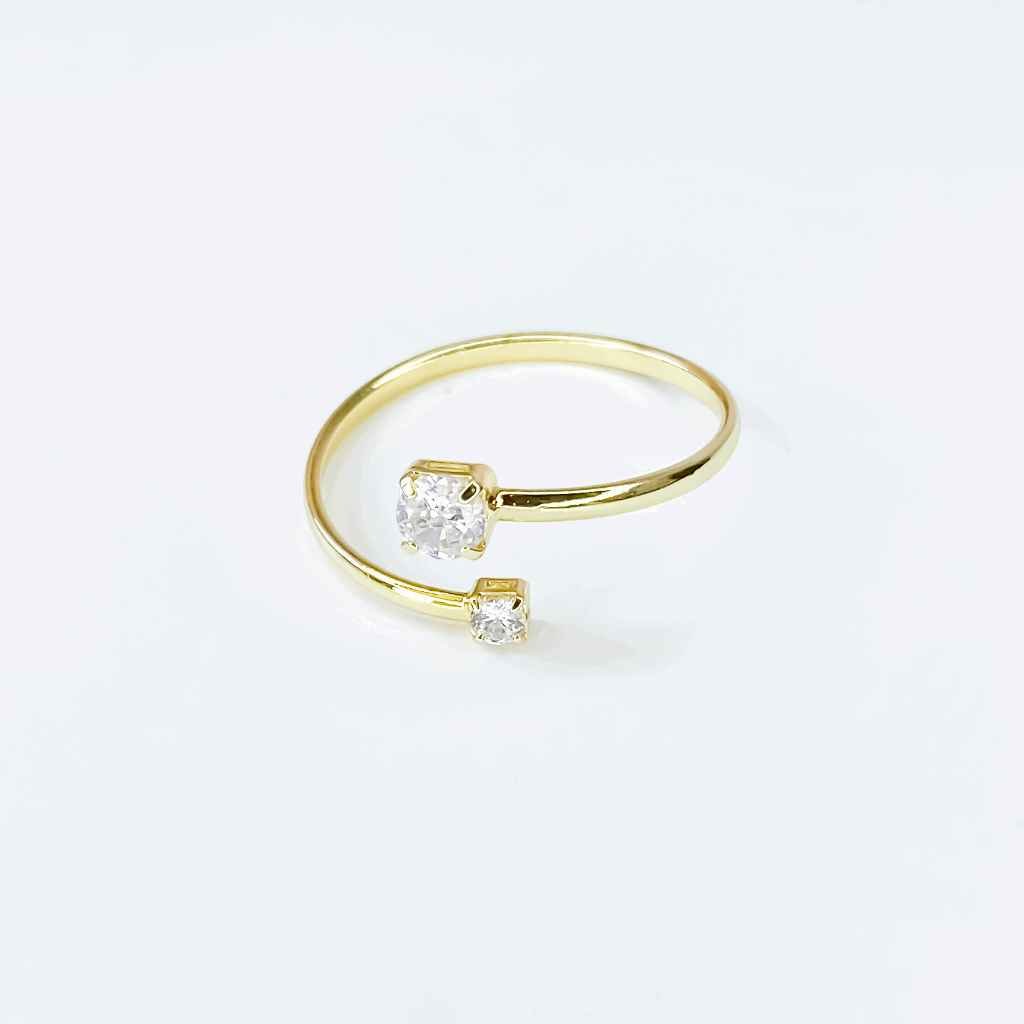 ANEL ZIRCÔNIA AJUSTÁVEL BANHADO EM OURO 18K - AN11