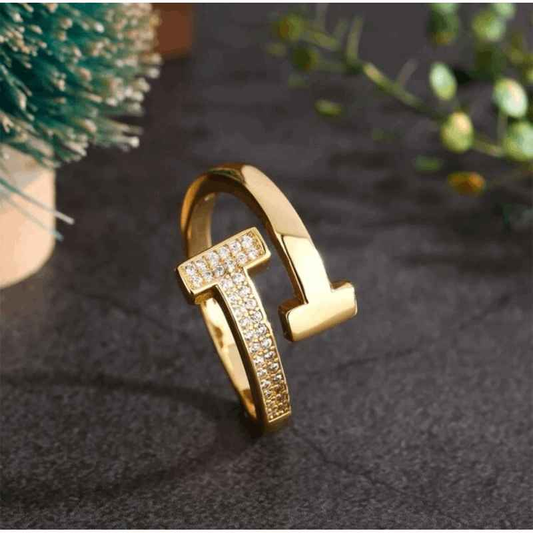 Adjustable Tiffany Style Ring 18K Gold Plated