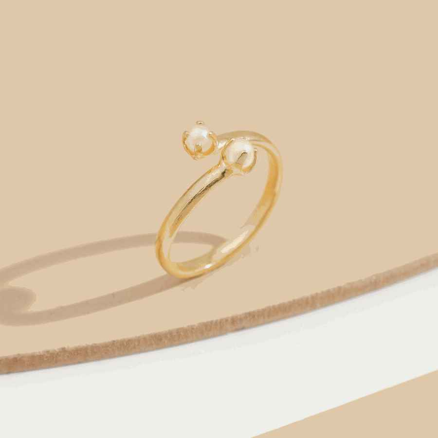 ANEL AJUSTÁVEL PÉROLAS BANHADO EM OURO 18K - AN50