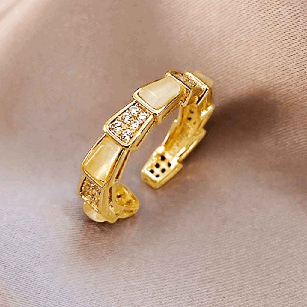 ANEL AJUSTÁVEL PEDRAS E ZIRCÔNIAS BANHADO EM OURO 18K - AN52