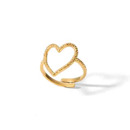 ANEL AJUSTÁVEL CORAÇÃO BANHADO EM OURO 18K - AN48