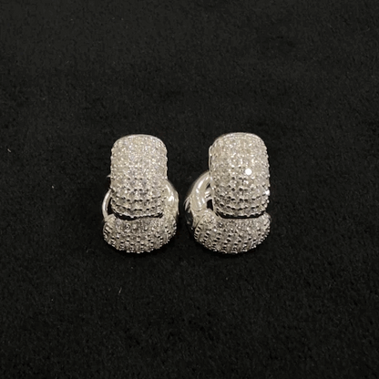 925 Sterling Silver Hoop Earrings with Rhinestones