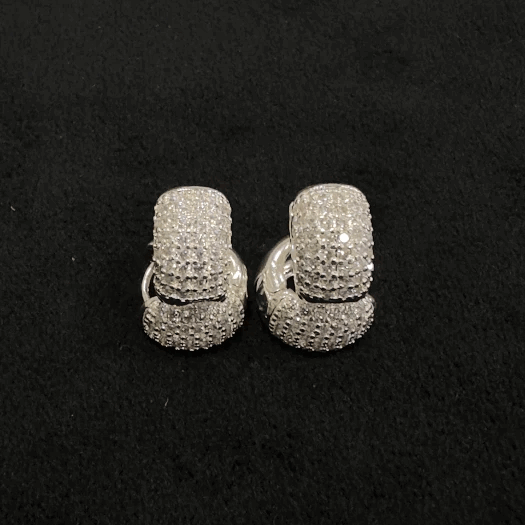 925 Sterling Silver Hoop Earrings with Rhinestones