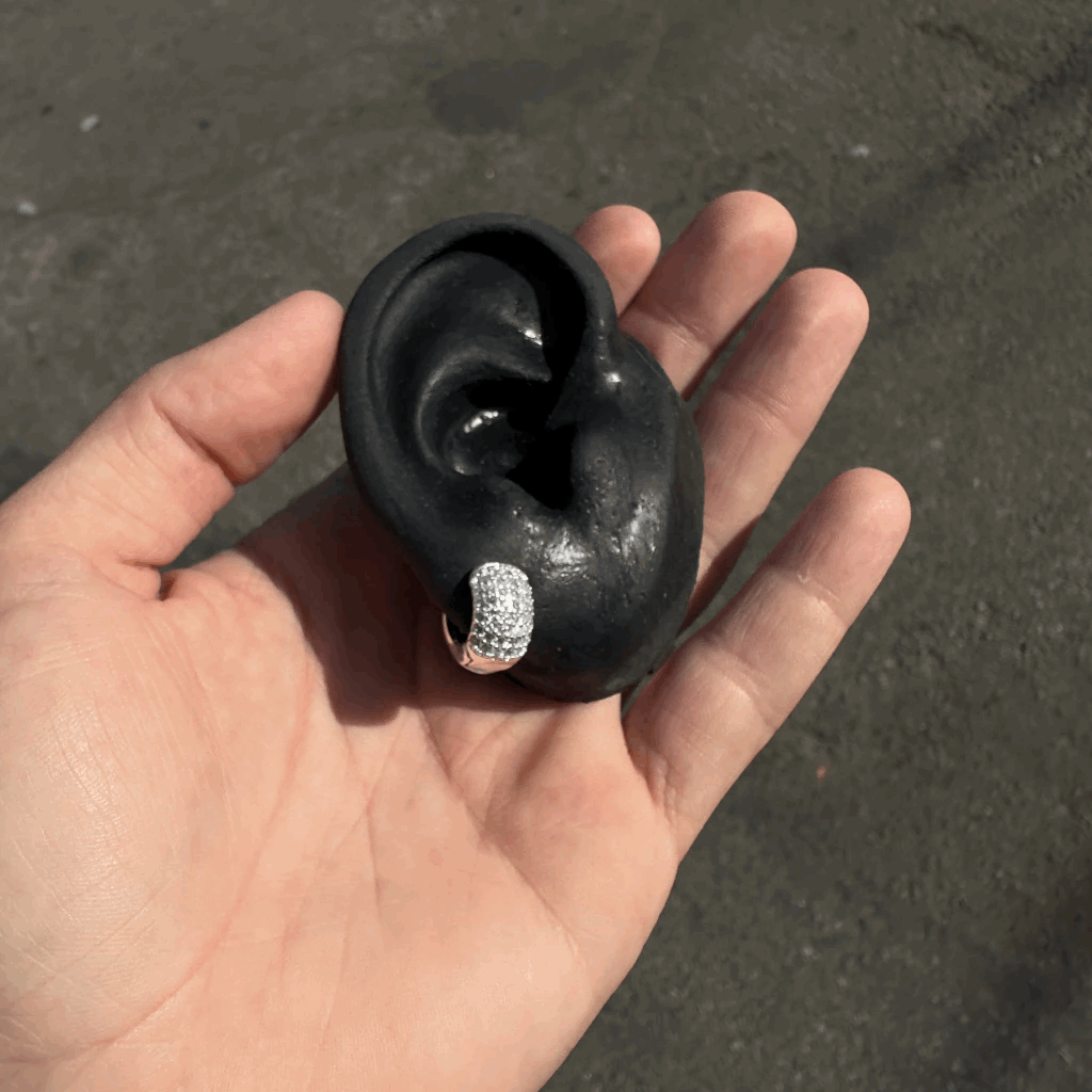 925 Sterling Silver Hoop Earrings with Rhinestones