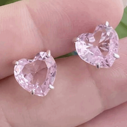 BRINCO CORAÇÃO ROSA PRATA 925 - BRP037