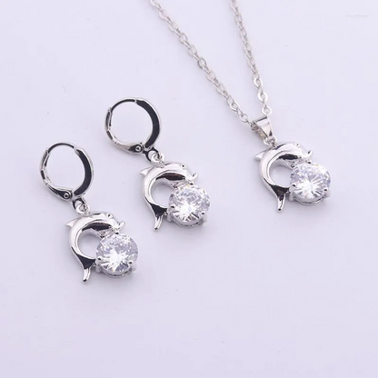 925 Sterling Silver Dolphins Jewellery Set